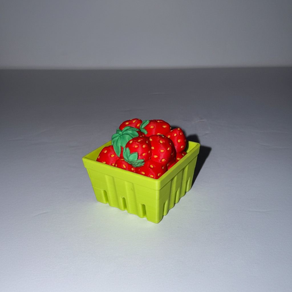 Strawberry Basket| 3D Printed Desk Toy | Nostalgic Breakfast Collectible